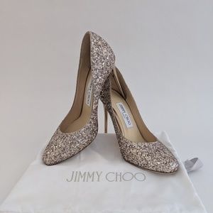 Jimmy Choo Eseme 100 Nude Glitter